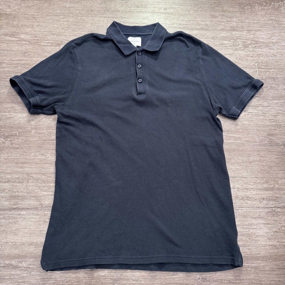 Peter Werth London Polo Shirt Mens‎ Large Blue Cotton Thermal Golf Performance